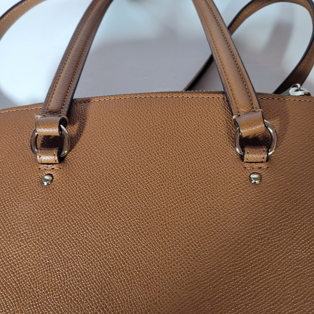 Coach Stanton 26 Brown Crossgrain Leather Double Zipper Pocket Satchel Bag - Picture 16 of 17